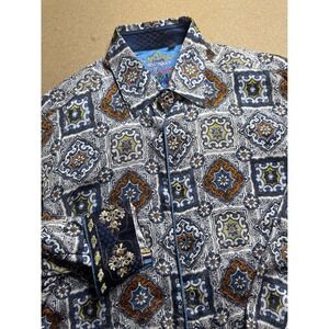 Silk Road Robert Graham Button Down Shirt‎ Tile Print Long Sleeve 2XL $570